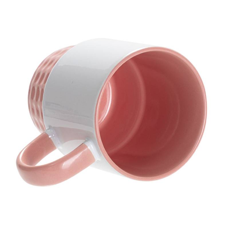 TAZA BLANCA APILABLE INTERIOR Y ASA ROSA CLARO 10onz