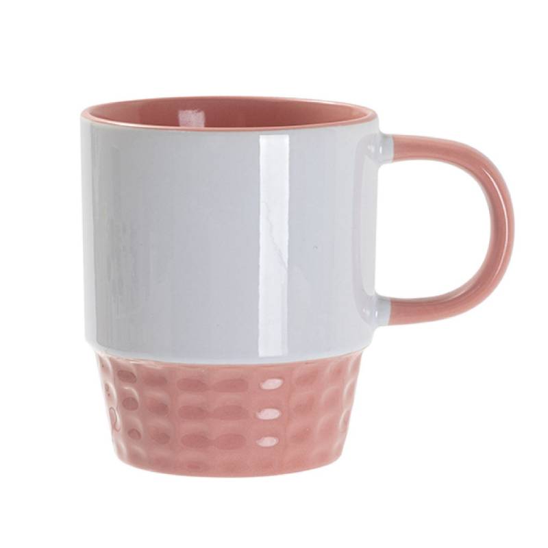 TAZA BLANCA APILABLE INTERIOR Y ASA ROSA CLARO 10onz