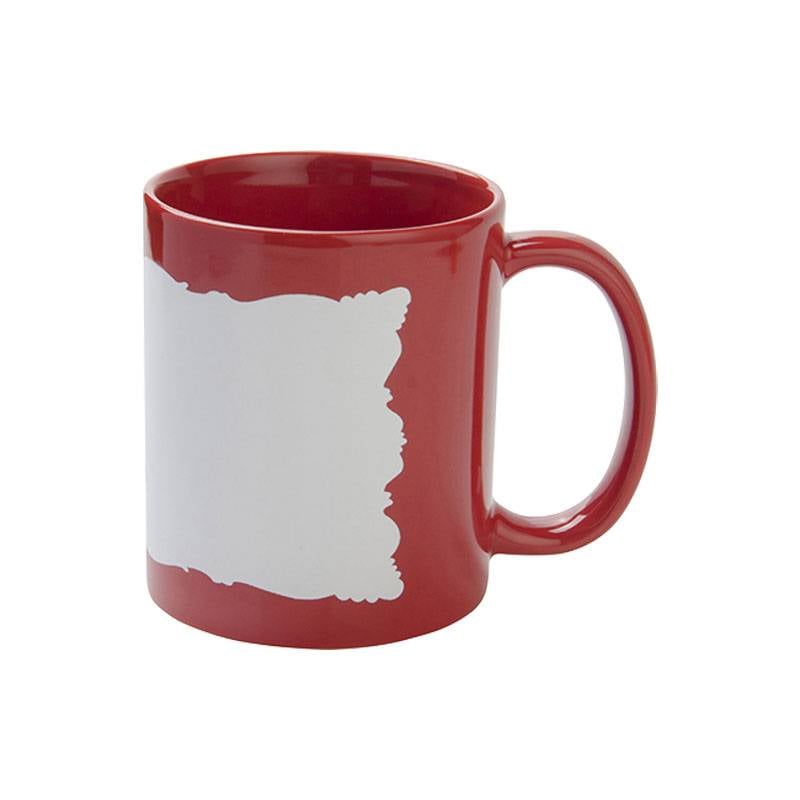 TAZAS FULL COLOR ROJO CON PARCHO BLANCO 11ONZ SUBLIMACION