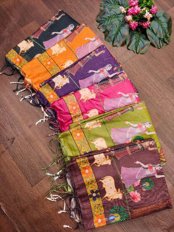 PARUL COW - Pure Dhanwari silk saree