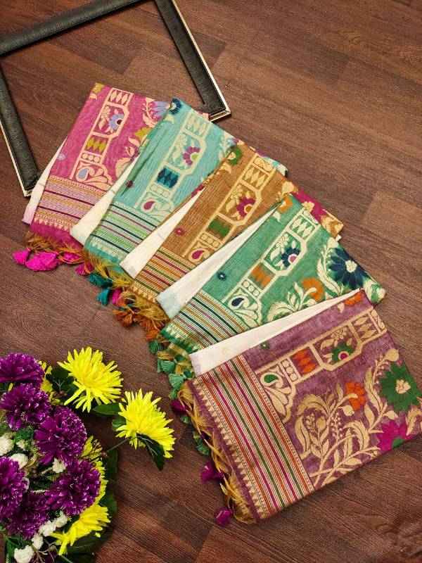 Pure Muga Cotton 401 - saree with a classic Resham weaving pallu