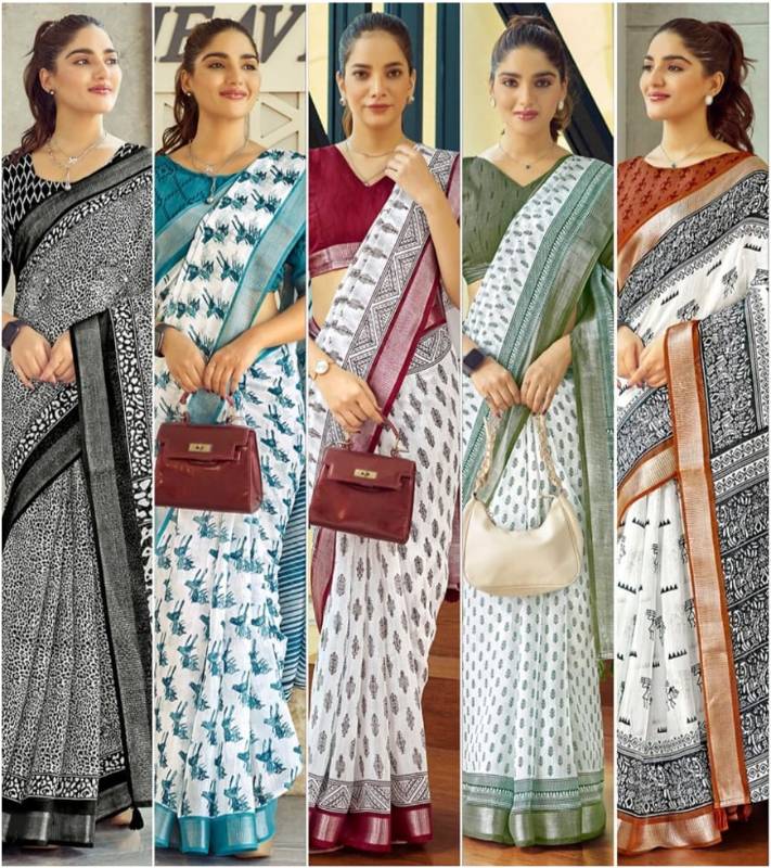 Siddhanth Weaves Summer Cool - Khadi Cotton printed saree with blouse piece