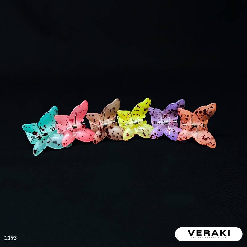 Butterfly Design hair clps with Dark red patch Multicolor