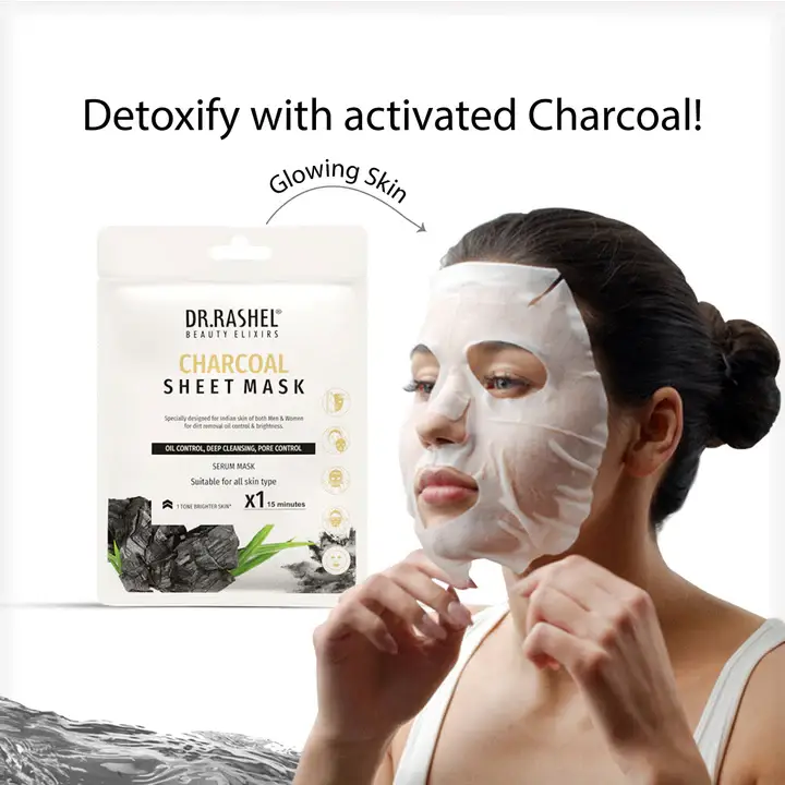 Dr.Rashel Charcoal Face Sheet Mask With Serum For Women and Men | All Skin Types