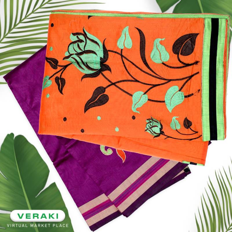 Handloom Cotton Saree with Patch work + Blouse piece