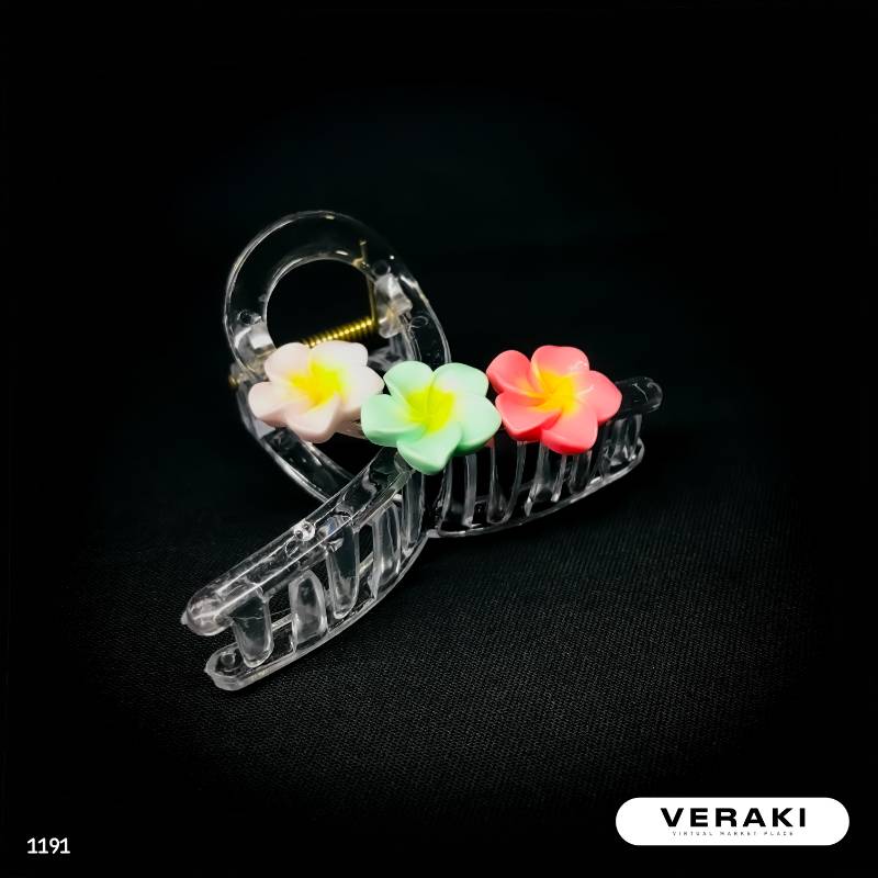 3 Araliya Flowers with Transparent Hair Clip