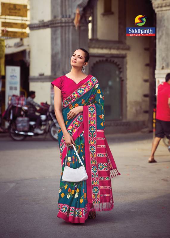 Siddhanth Waves Silk Cotton Saree + Blouse Piece