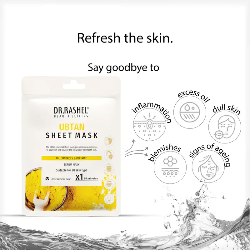 Dr.Rashel Ubtan Sheet Mask Controls Oil & Refining Serum Mask Suitable For All Skin Type