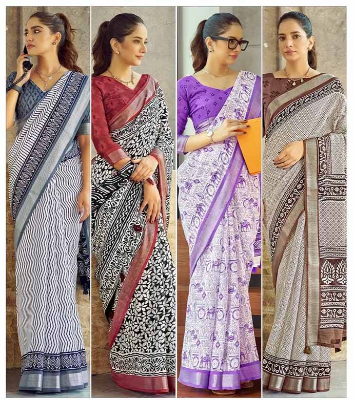 Siddhanth Weaves Summer Cool - Khadi Cotton printed saree with blouse piece