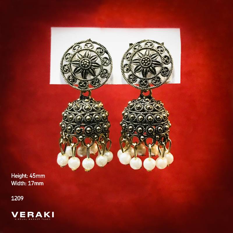 Jhumka Earrings with pearl like beads