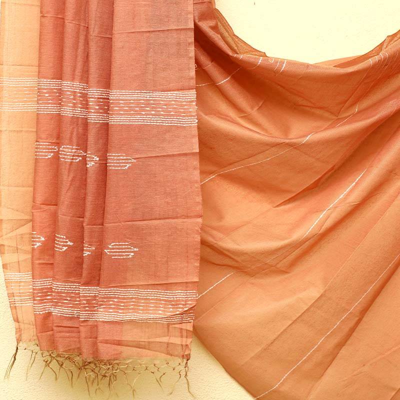 100% Super Cotton Saree light embroidery work + blouse Piece