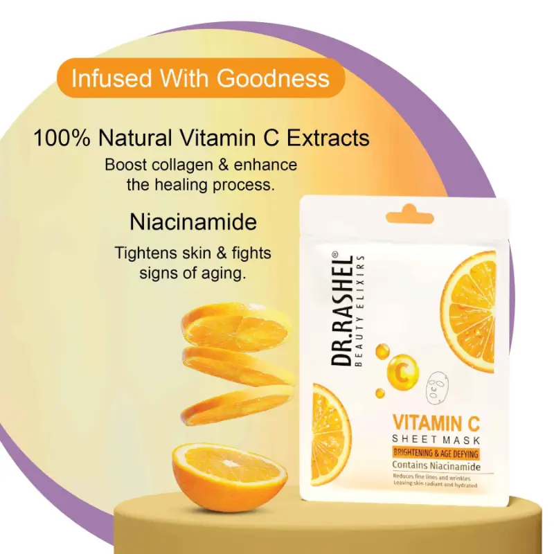 Dr. Rashel Vitamin C Brightening and Anti-Aging Silk Mask For Women and Men | All Skin Types