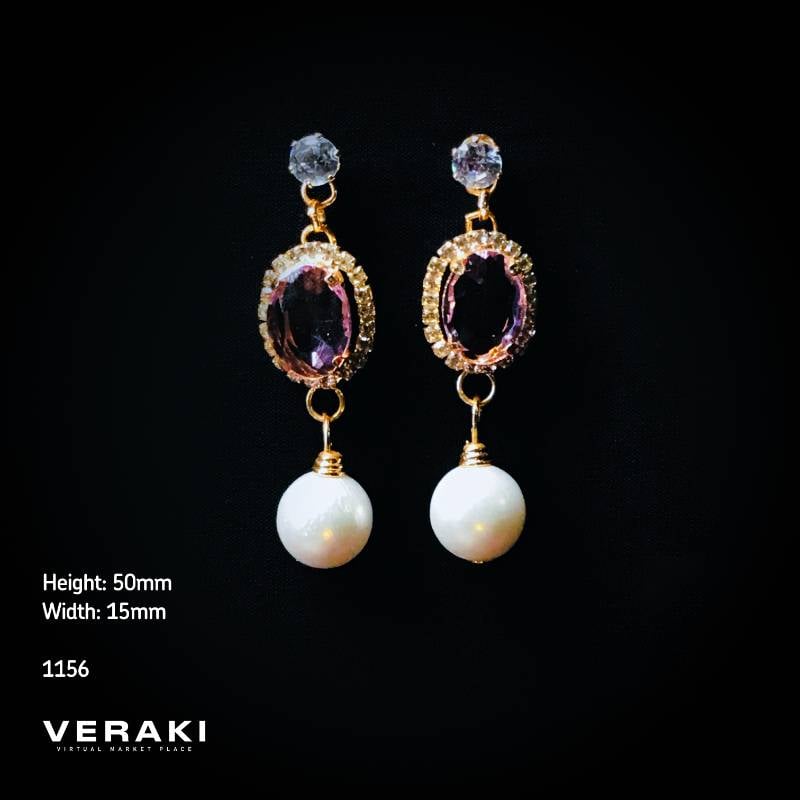 Hanging Earrings with White Tassel