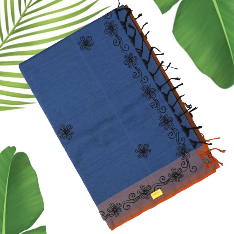 Super Silk Cotton Embroidery Saree + Blouse Piece