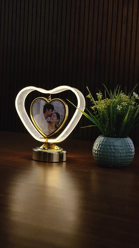 Dual Photo Heart Hanging Lamp