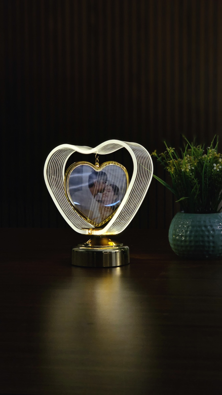 Dual Photo Heart Hanging Lamp