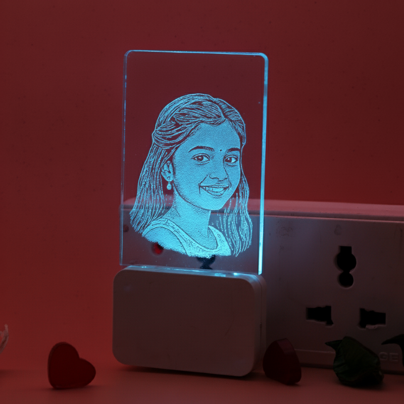 Customized Photo Engraved Bed Lamp Multi Colour Gift