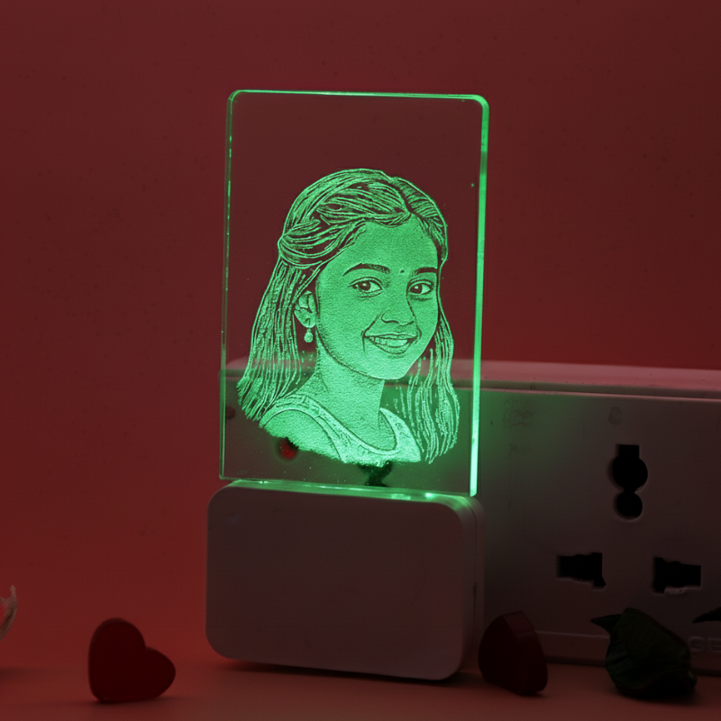 Customized Photo Engraved Bed Lamp Multi Colour Gift