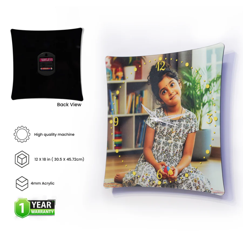 Customized Acrylic Photo Printed Wall Clock End Cut