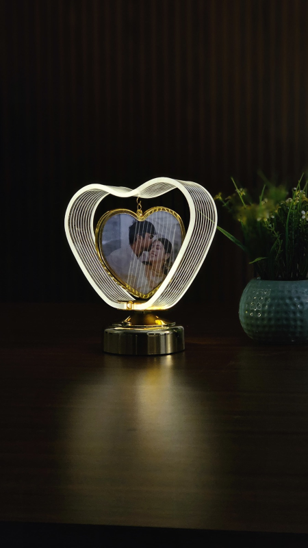 Dual Photo Heart Hanging Lamp