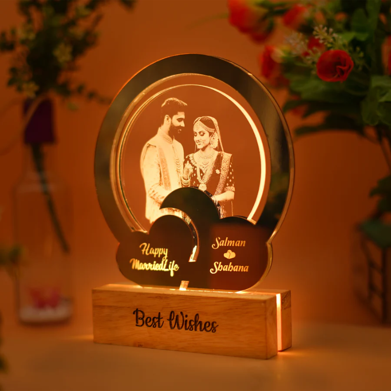 Customized Gold Round 3D Lamp