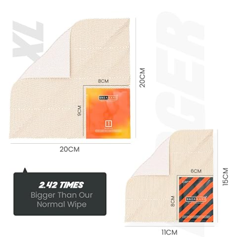 SNEAKARE Premium XL Shoe Cleaning Wipes (20x20 cm) – Travel-Friendly, Quick Drying, Mess-Free Wipes for Instant Sneaker Care, Sneaker Wipes