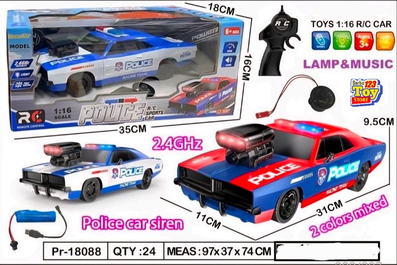 PR-18088: POLICE SPORT CAR R/C 1:16