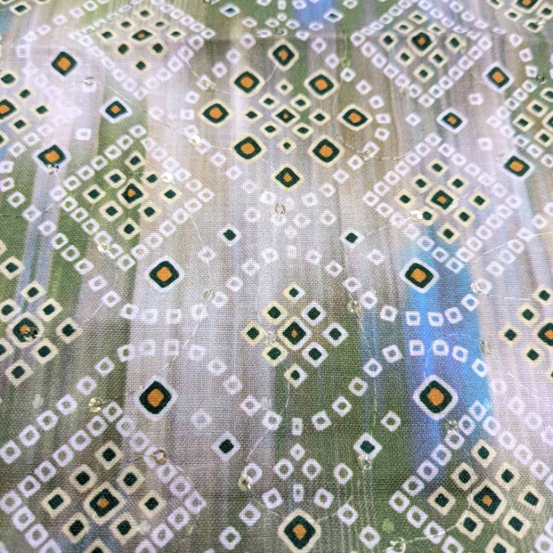 GREEN PRINT SPARKLE KURTA