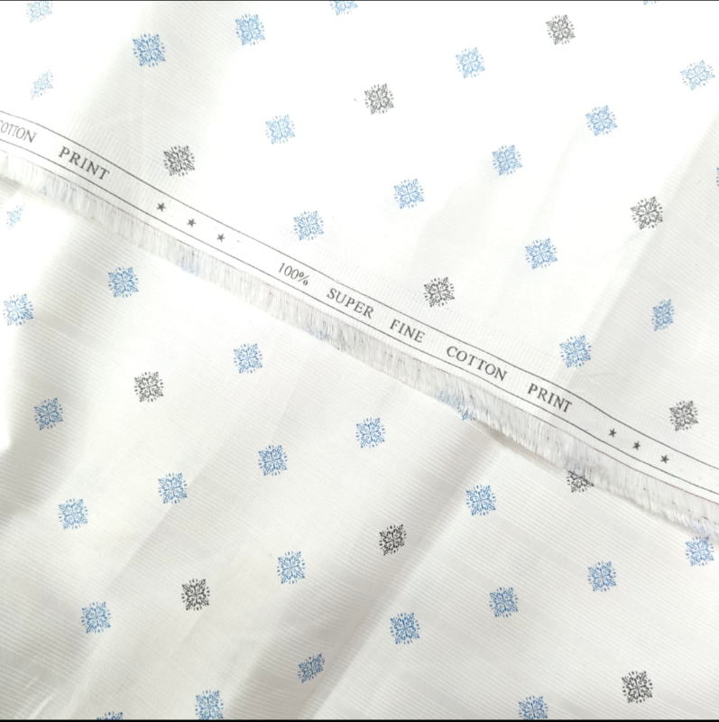 100 % COTTON  SUPER WHITE PRINT
