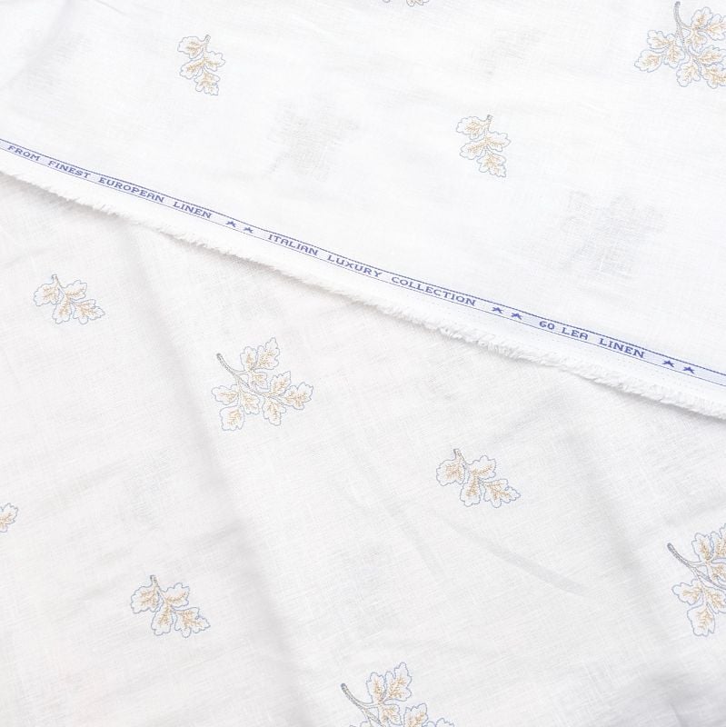 60 LEA PURE LINEN WITH EMBROIDERY WHITE