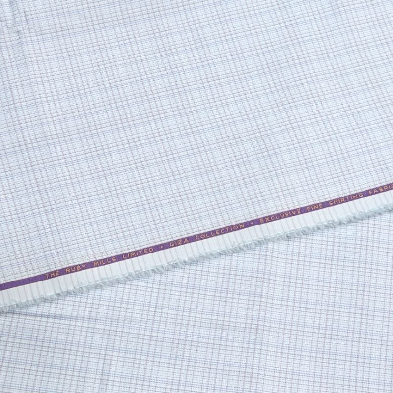 RUBY GIZA COTTON LIGHT BLUE SELF CHECKS