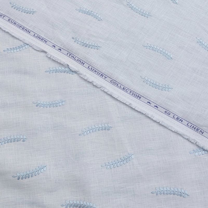 60 LEA PURE LINEN WITH EMBROIDERY BLUE