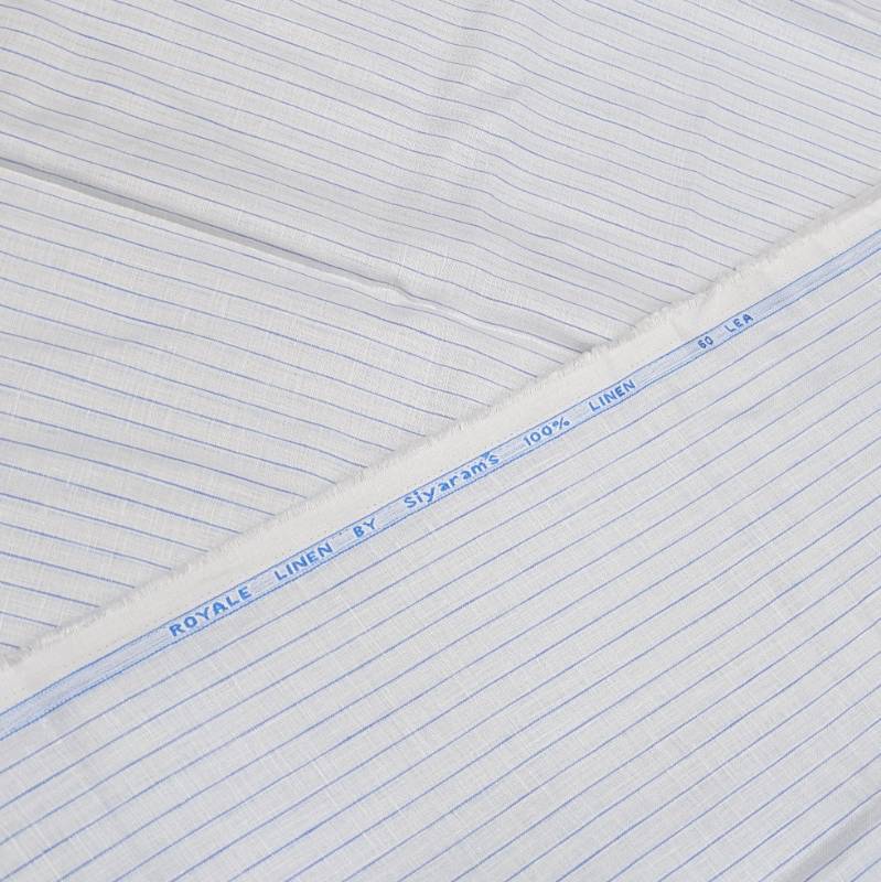 SIYARAM'S 60 Lea Linen Blue sripes