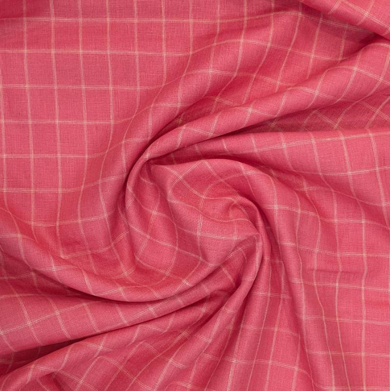 RAYMOND'S PINK CHECK PURE LINEN