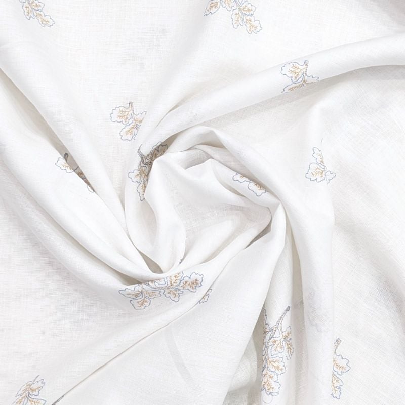 60 LEA PURE LINEN WITH EMBROIDERY WHITE