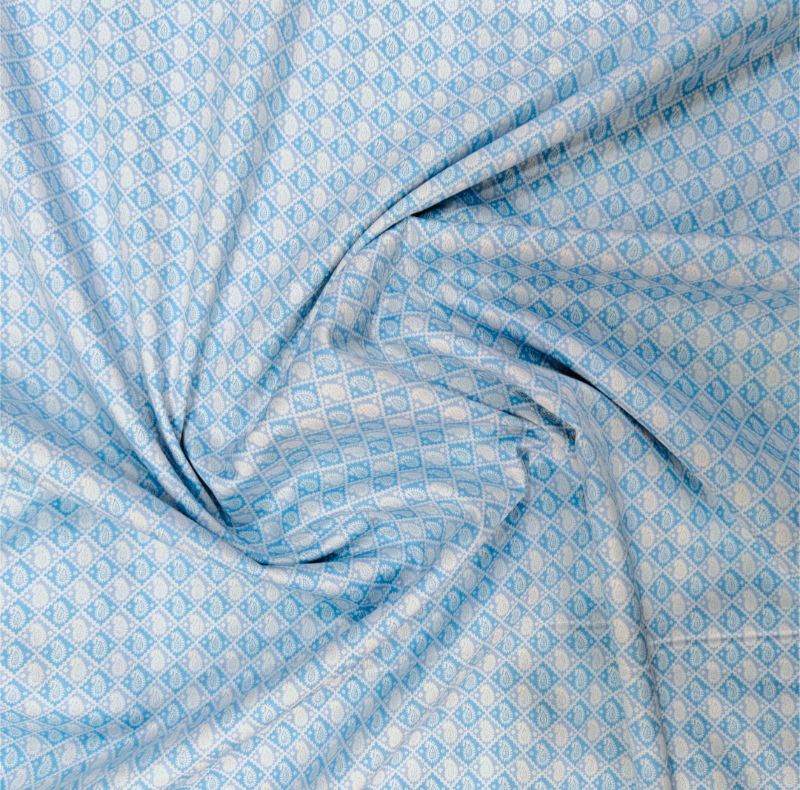 SIYARAM'S VIBRANT BLUE AND WHITE DIGITAL PRINT