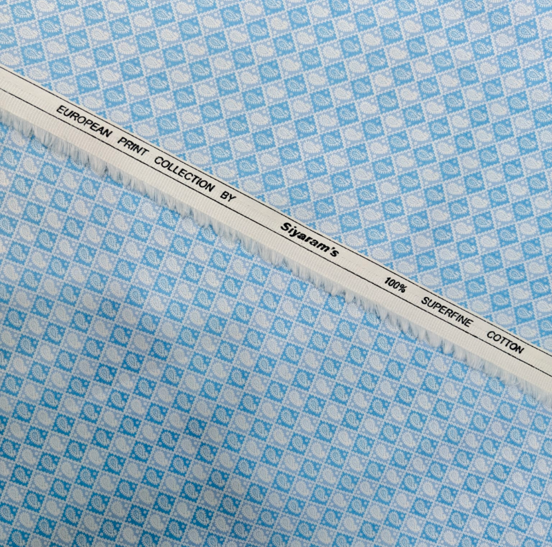 SIYARAM'S VIBRANT BLUE AND WHITE DIGITAL PRINT