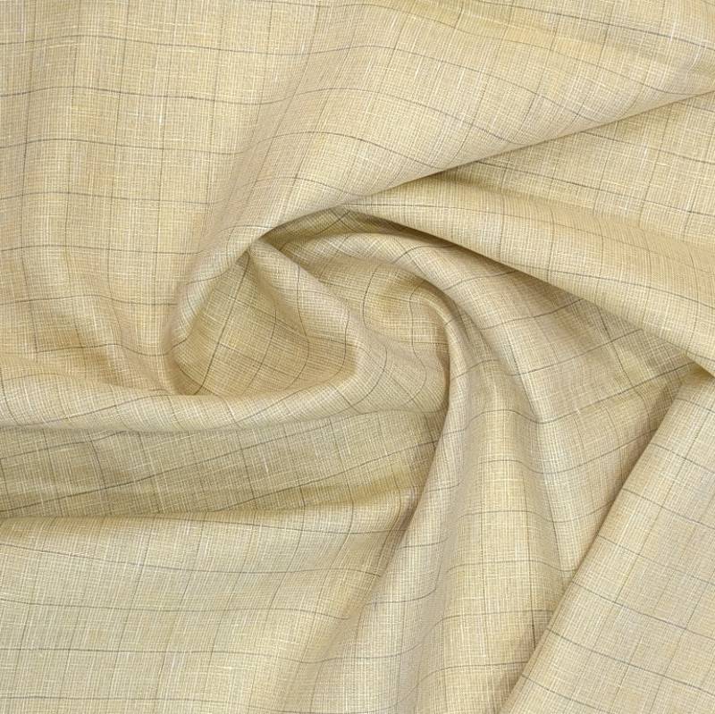RAYMOND'S CHECK ON BEIGE PURE LINEN