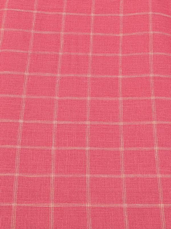 RAYMOND'S PINK CHECK PURE LINEN