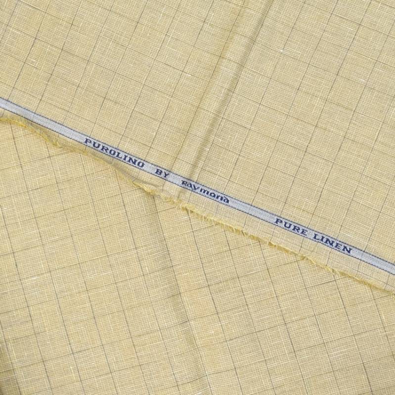 RAYMOND'S CHECK ON BEIGE PURE LINEN