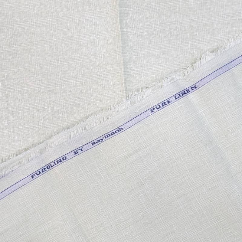 RAYMOND'S WHITE PURE LINEN WITH SELF WORK