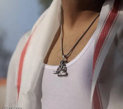 Pack of 3 Hanuman ji locket silver plated pendant of Hanuman baba (Unisex)