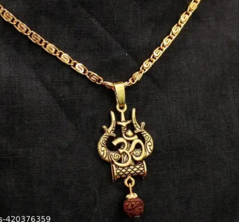 Om Trishul damroo rudraksh with gold chain