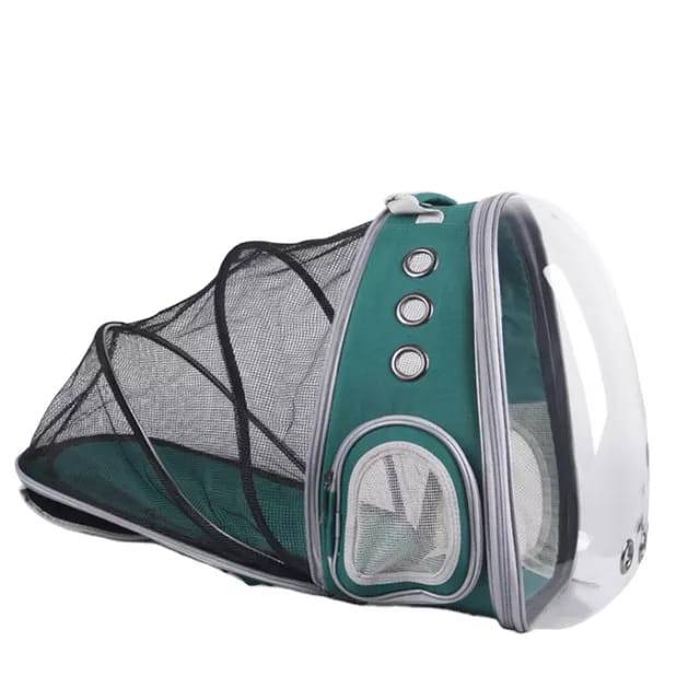 Maleta transparente verde expansible mascotas