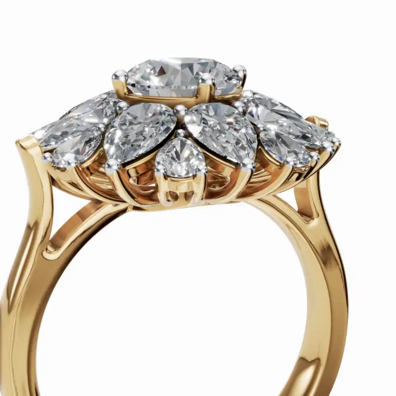 Crowned Petals of Radiance Designer Diamond Ring