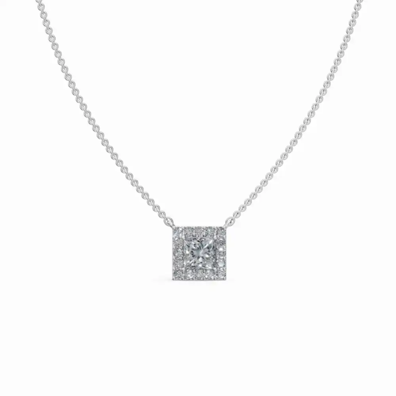 square Solitaire Diamond Pendent
