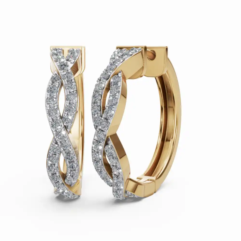 Intertwined Diamond Hoop Earrings