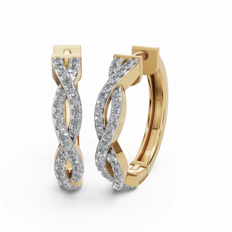 Intertwined Diamond Hoop Earrings