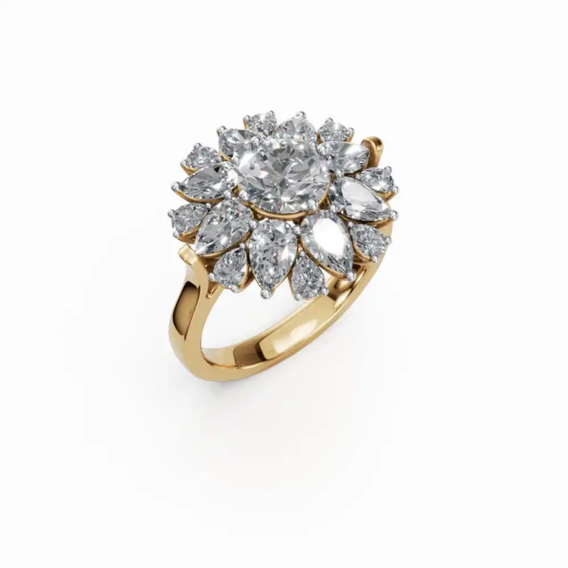 Crowned Petals of Radiance Designer Diamond Ring