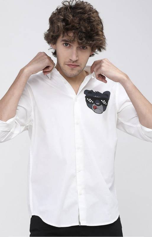 Men's Exclusive Funky Bear Plain Full Sleeve Shirt